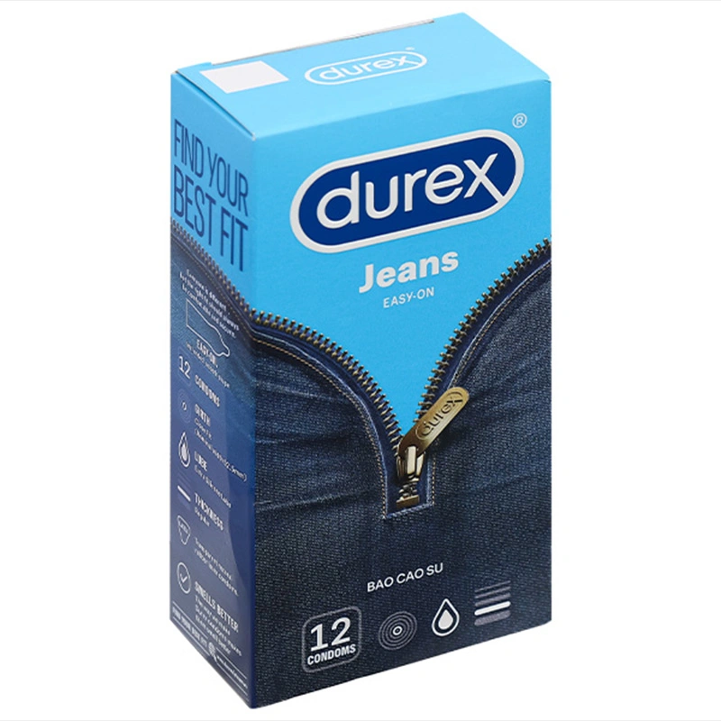 Bao cao su Durex Jeans ôm sát, bôi trơn 52.5mm hộp 12 cái - 
